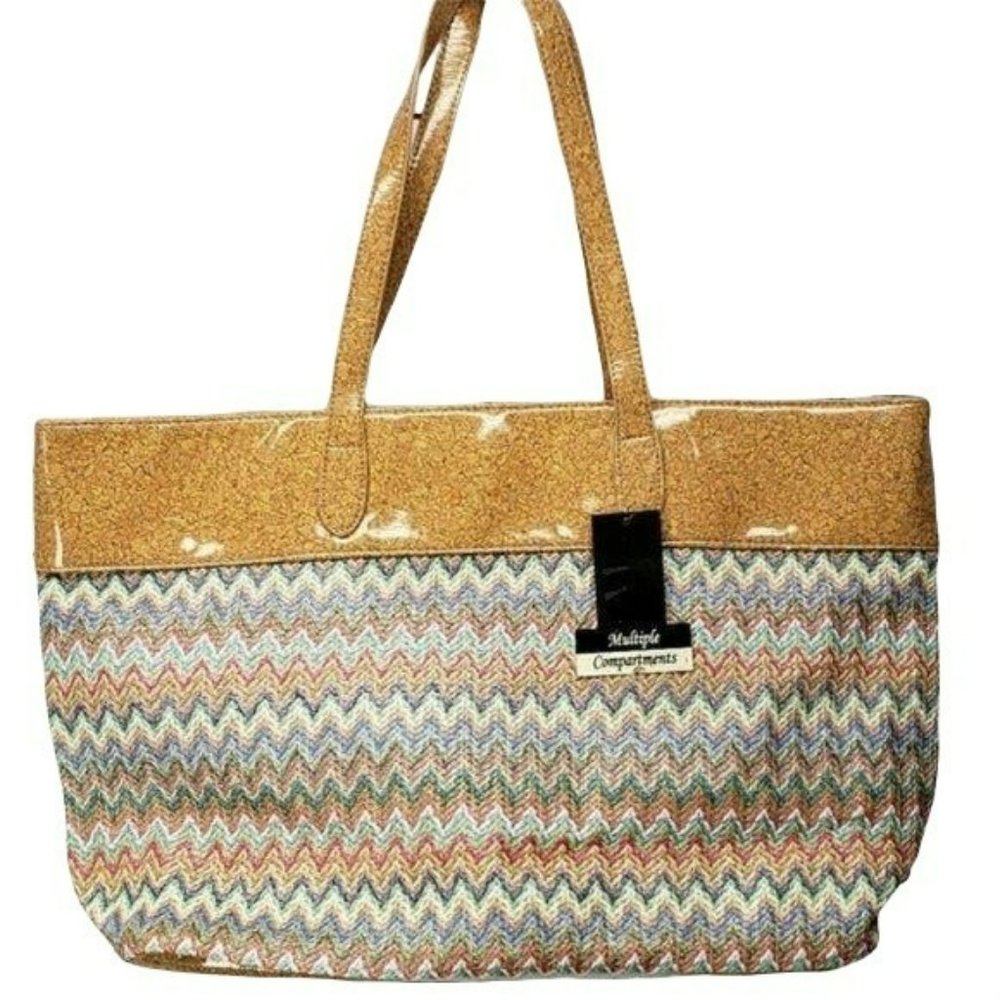 Cato Woman's Chevron Summer Beach Big Bag Tote Carry All Purse